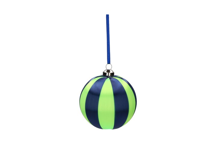 Boule de Noël 8 cm Rayures - Vert & Bleu