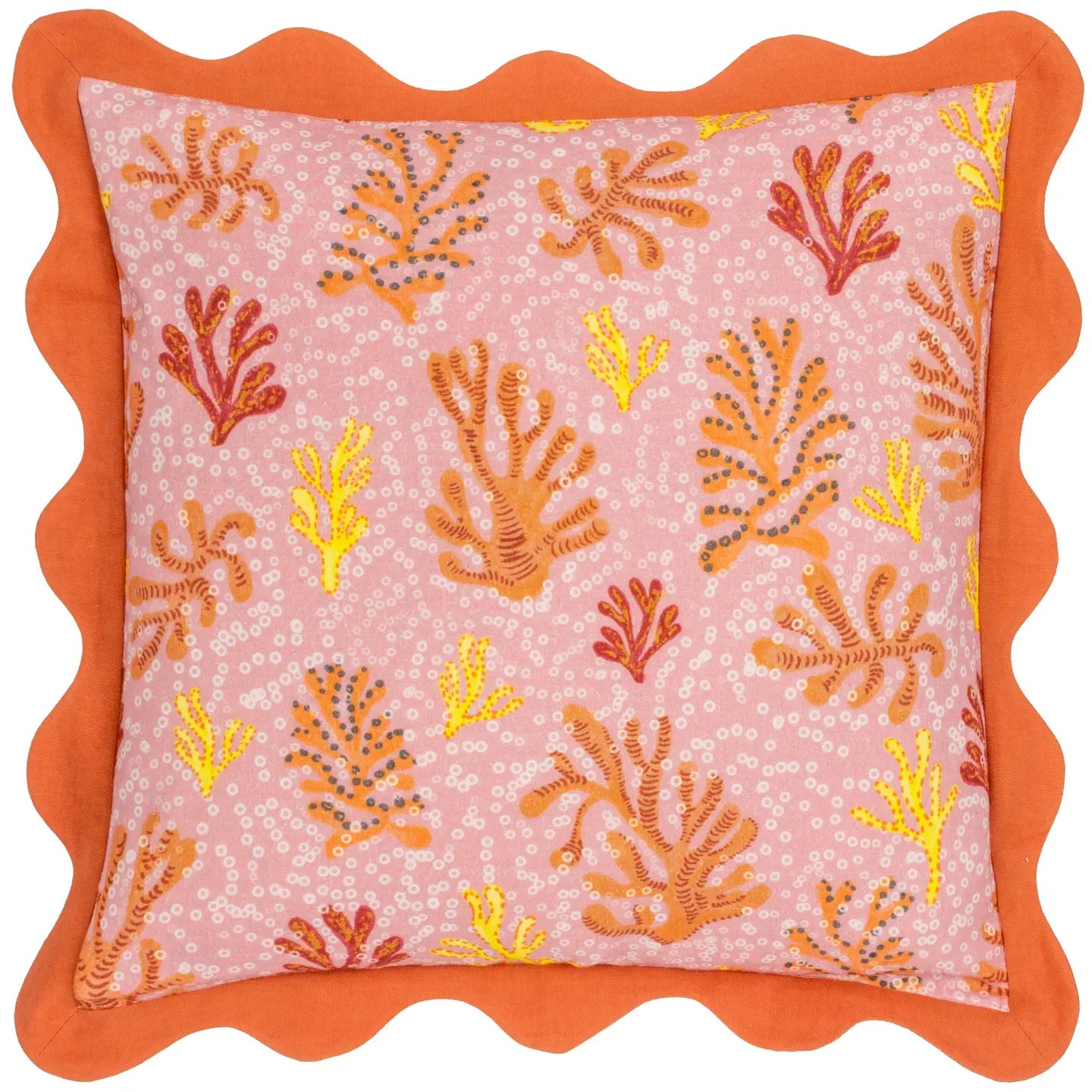 Coussin carre 50 x 50 cm - Festonné Coral Sandy Pink