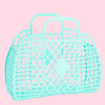 Large Retro Basket - Bleu Turquoise