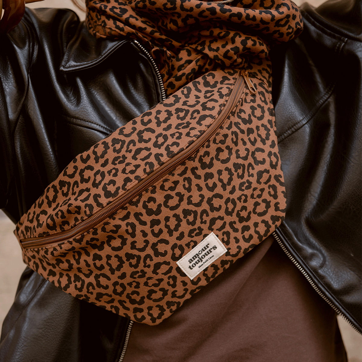 Sac Banane Léopard foncé Amour Toujours