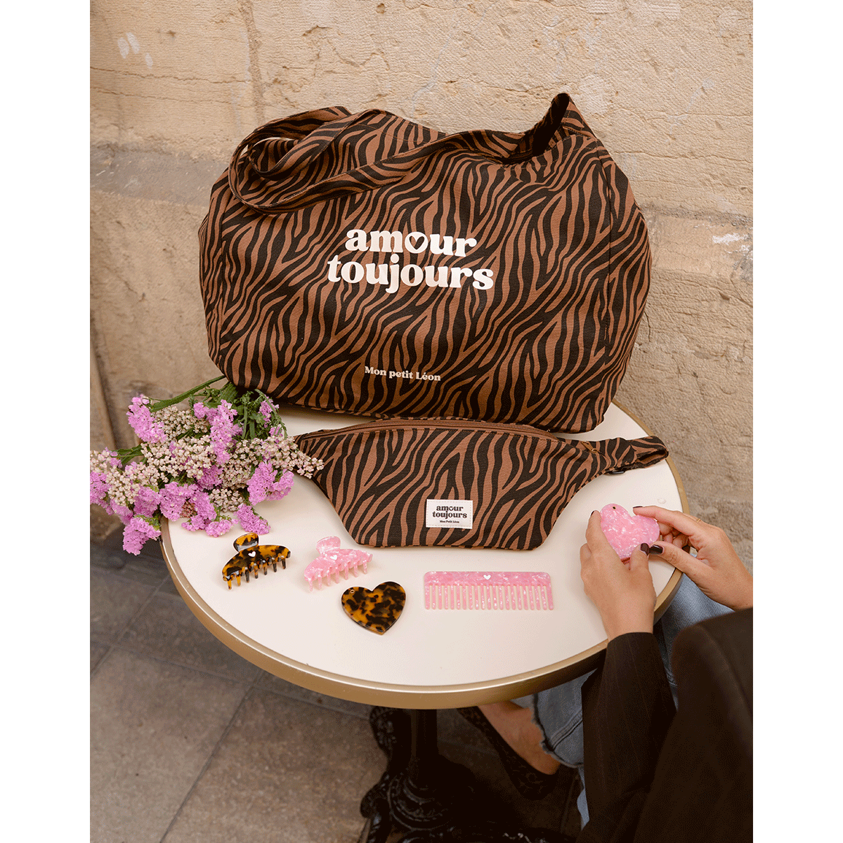 Sac Banane Zèbre foncé Amour Toujours