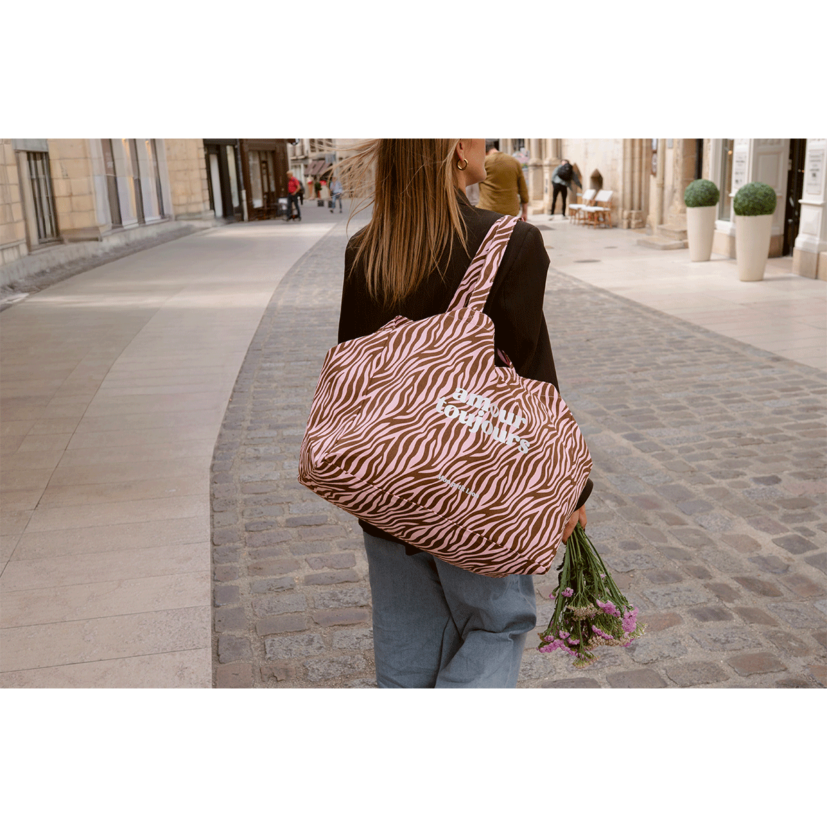 Cabas XXL - Zèbre rose, Amour toujours