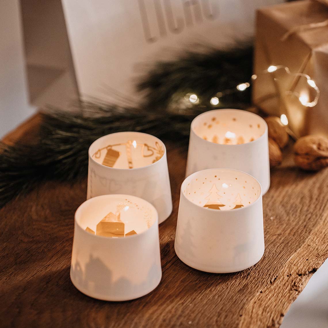 Photophore Porcelaine - Sapins