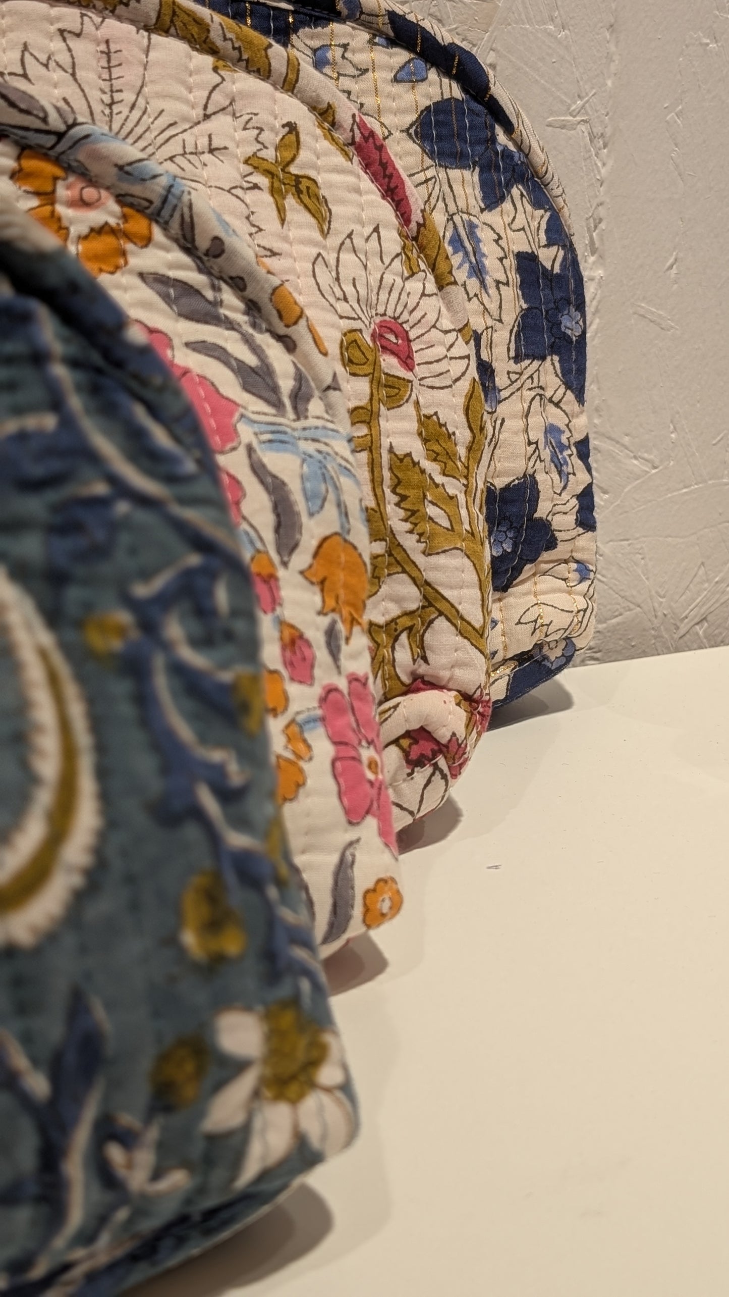 Trousse Matelassée Maquillage - Bleu & Blanc