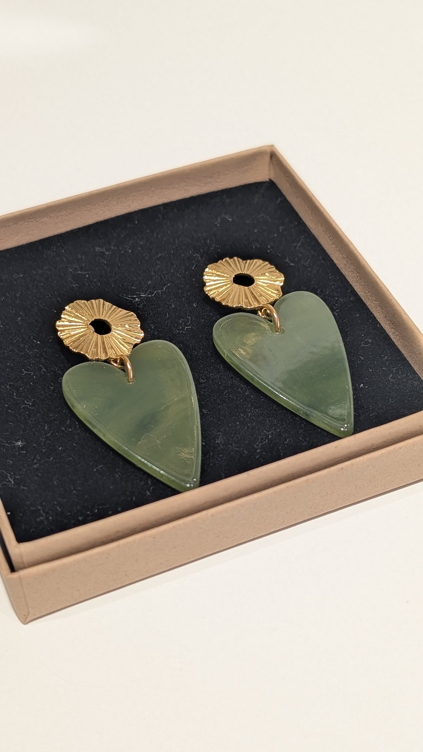 Boucles d'oreilles - Coeur Vert