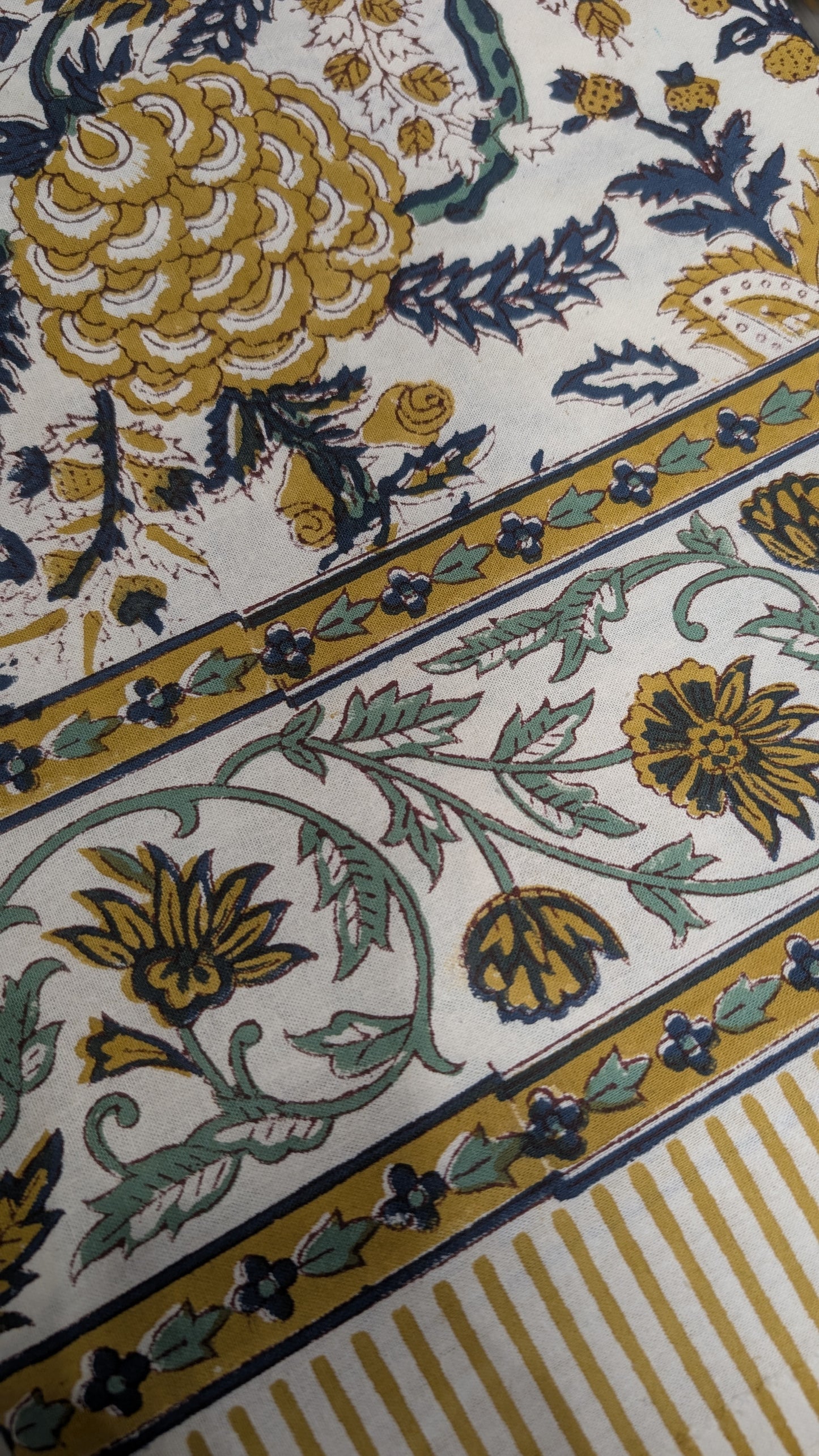 Nappe « sous le soleil » en coton imprimé blockprint