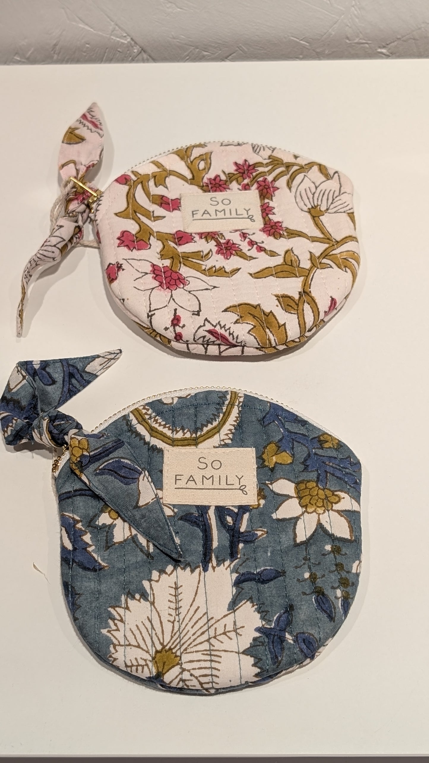 Porte-monnaie matelassé - Blanc & Rose