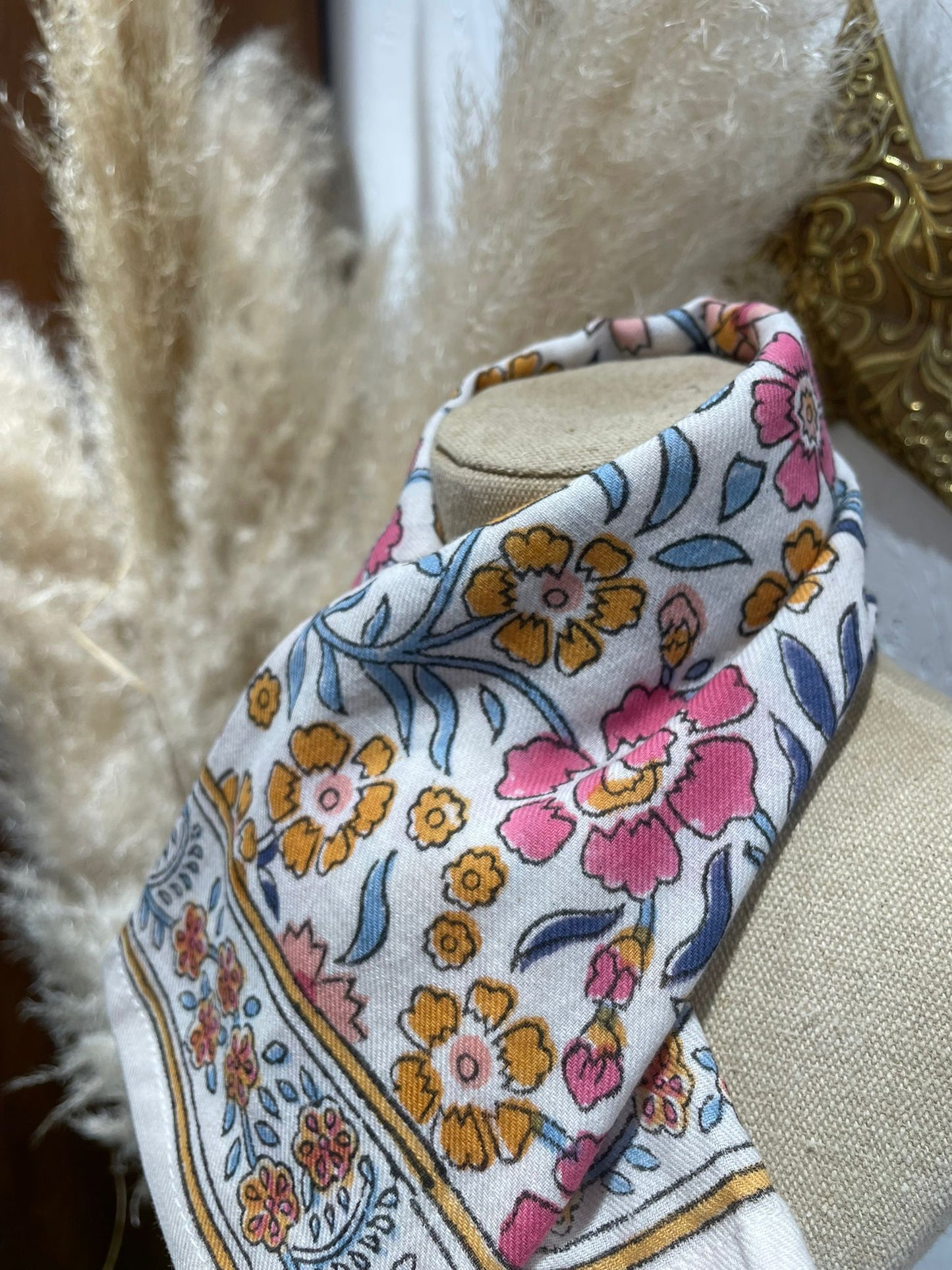 Foulard - Petit format - Blanc & Rose/Orange