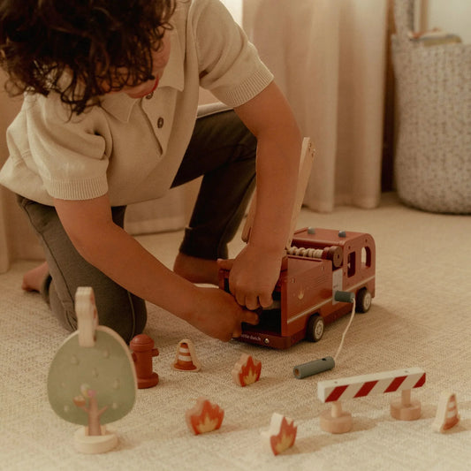 Camion de pompier en bois Little Dutch – Le jouet incontournable des héros en herbe