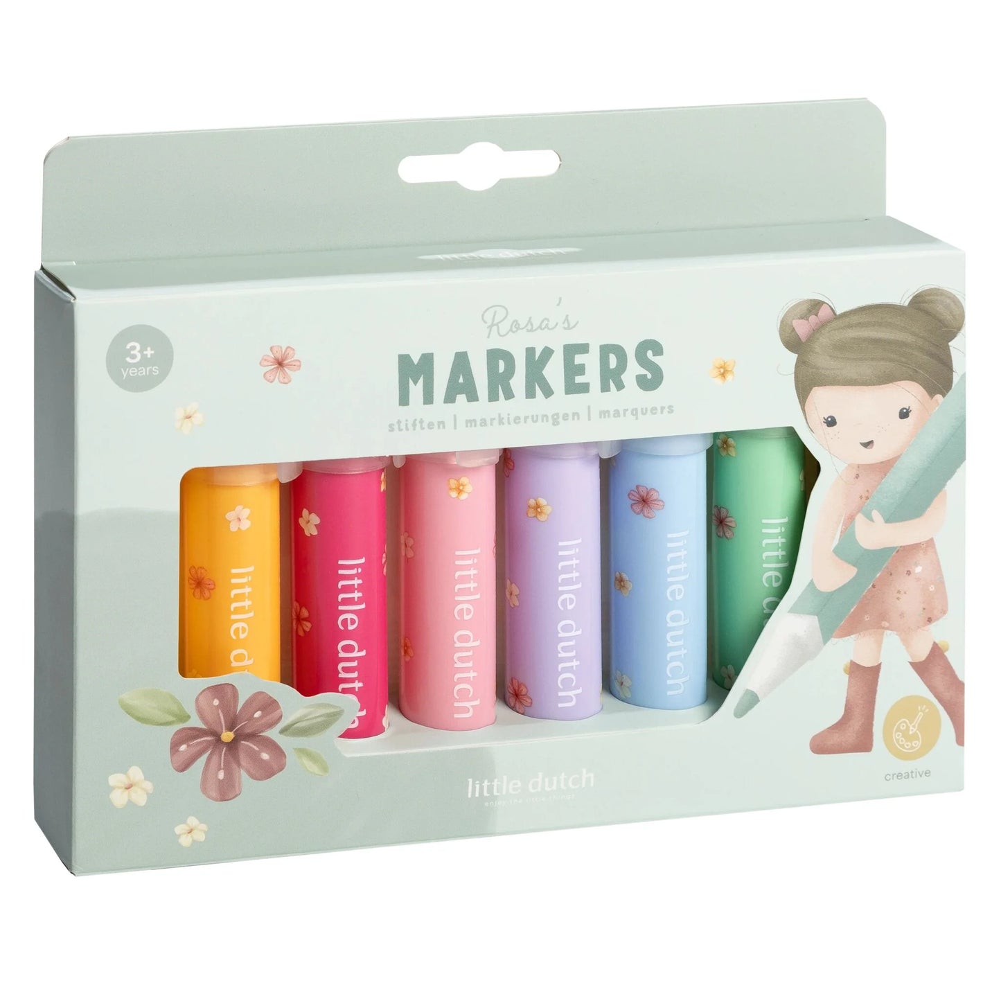 Set de feutres Little Dutch – Couleurs vibrantes & tenue parfaite pour les petites mains - Rosa