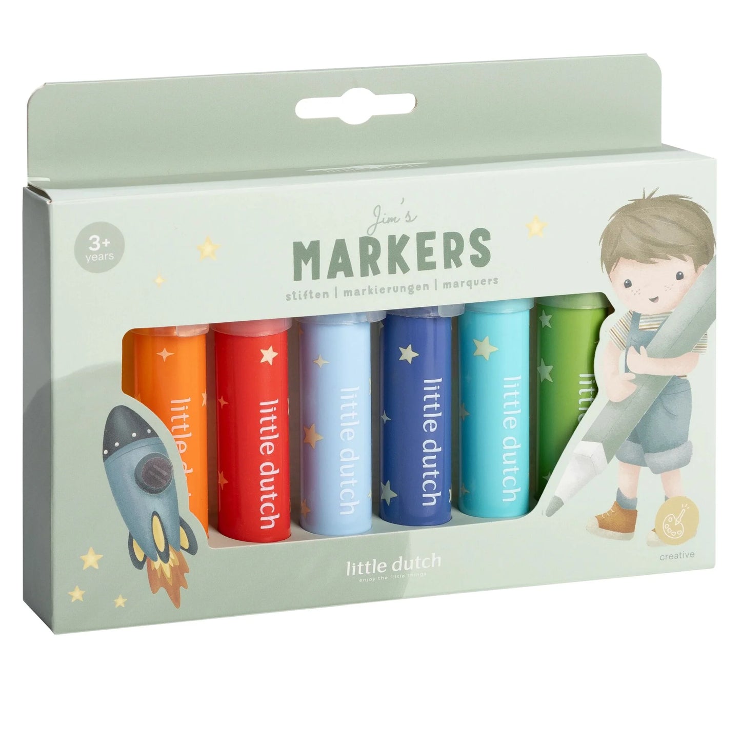 Set de feutres Little Dutch – Couleurs vibrantes & tenue parfaite pour les petites mains - Jim