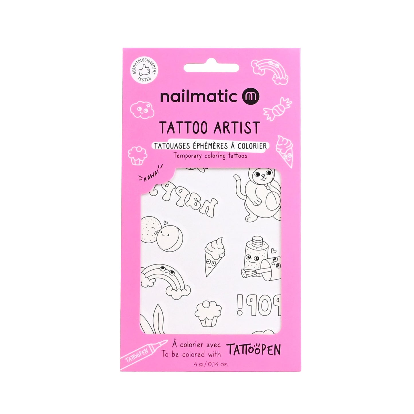 Tatouages Éphémères à Colorier - Kawaii