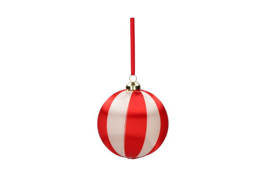 Boule de Noël 8 cm Rayures - Rouge & Blanc