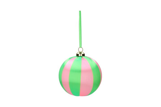 Boule de Noël 8 cm Rayures - Rose & Vert