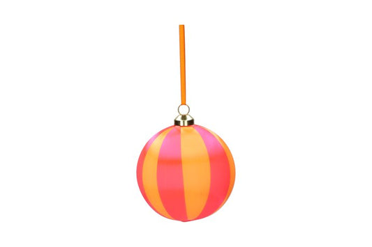 Boule de Noël 8 cm Rayures - Rose & Orange