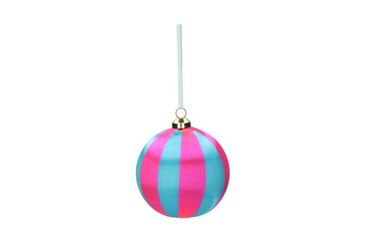 Boule de Noël 8 cm Rayures - Rose & Bleu