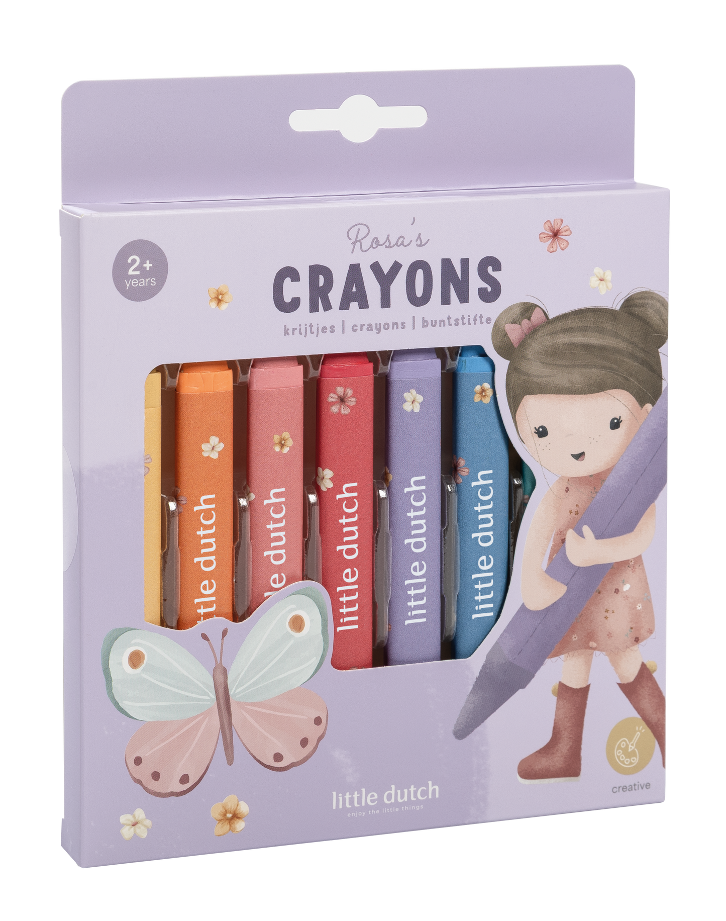 Crayons de cire Little Dutch – Set de 8 couleurs douces - Rosa