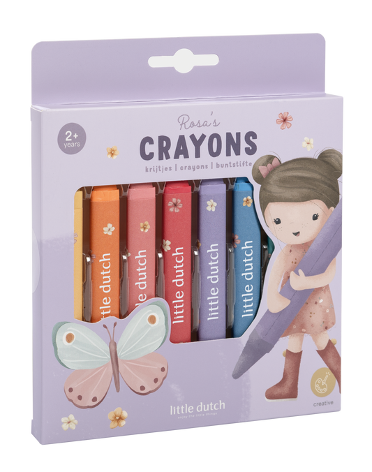 Crayons de cire Little Dutch – Set de 8 couleurs douces - Rosa