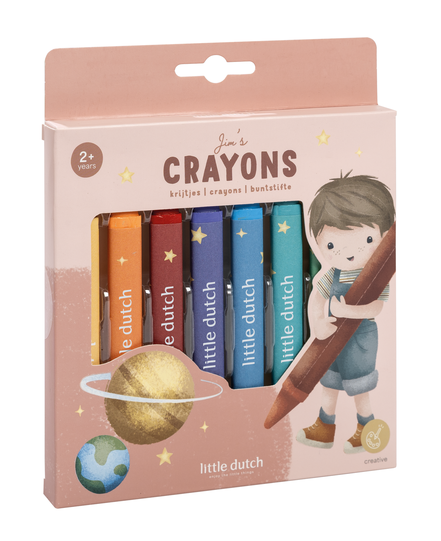 Crayons de cire Little Dutch – Set de 8 couleurs douces - Jim