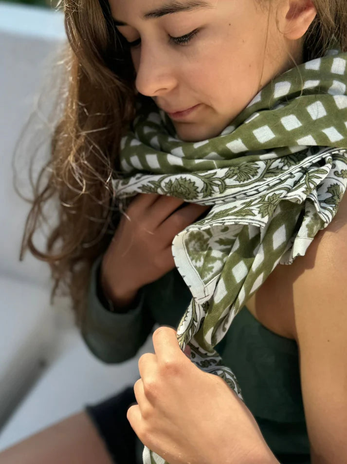 Foulard en coton – 100 % coton – Deux tailles disponibles - Ysé Khaki