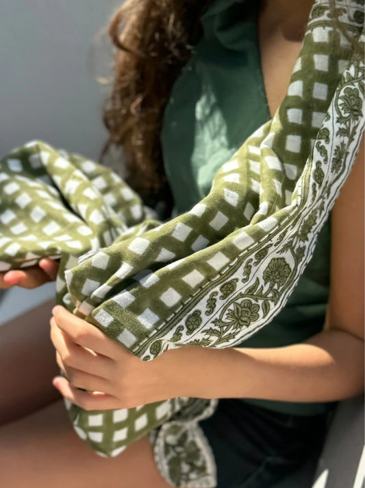 Foulard en coton – 100 % coton – Deux tailles disponibles - Ysé Khaki