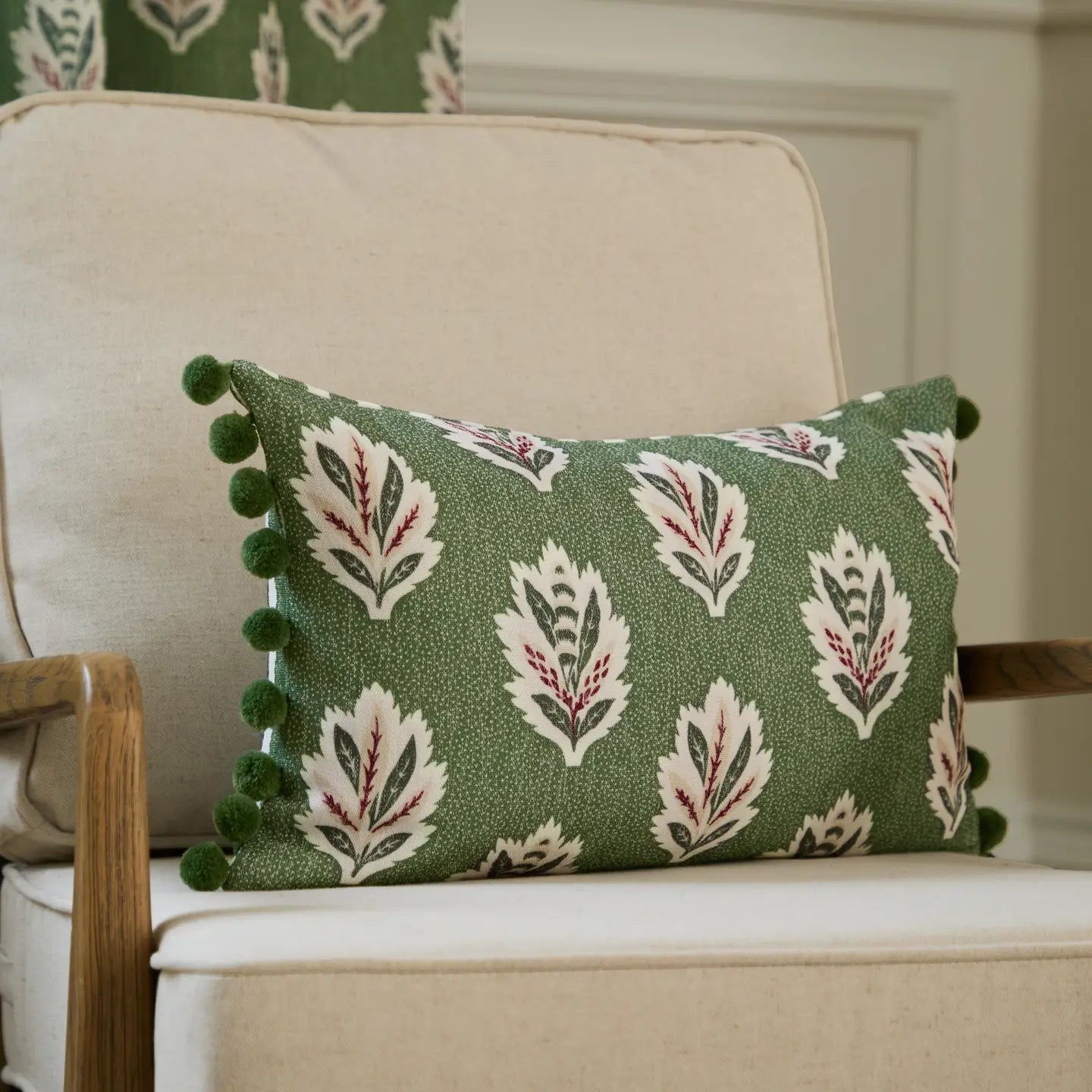 Coussin rectangle 30 x 50 cm - Feuilles Vertes