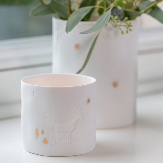Bougeoir en Porcelaine - Cerf
