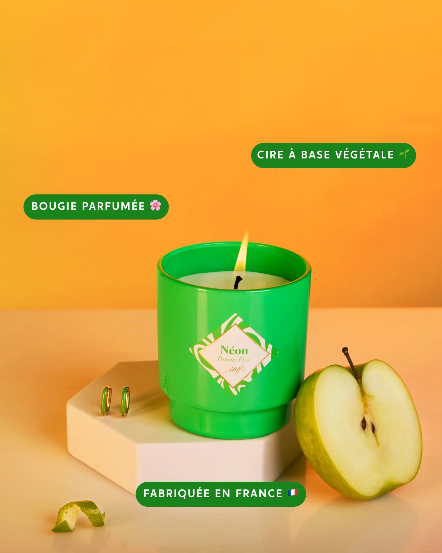 Bougie Bijou Néon Boucles d'Oreilles - Pomme Fizz