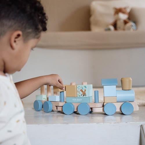 Train en blocs Little Dutch – jouet en bois éducatif