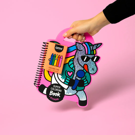 Super Coloring Book + Stickers OMY – Carnet géant à colorier avec autocollants (Plusieurs modèles)