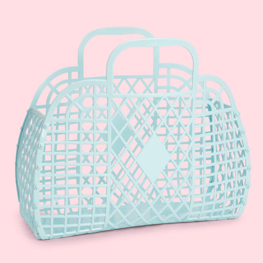 Large Retro Basket - Bleu