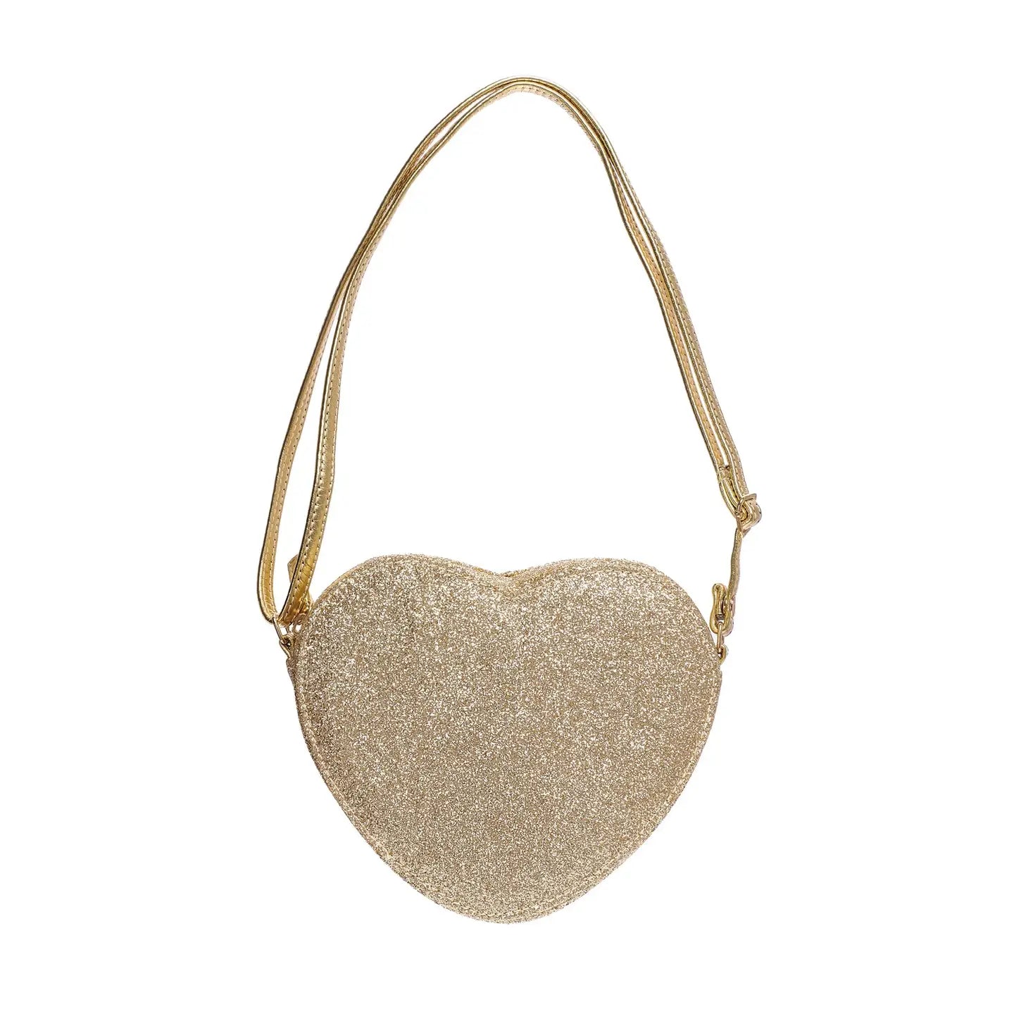 Sac à paillettes en forme de coeur doré