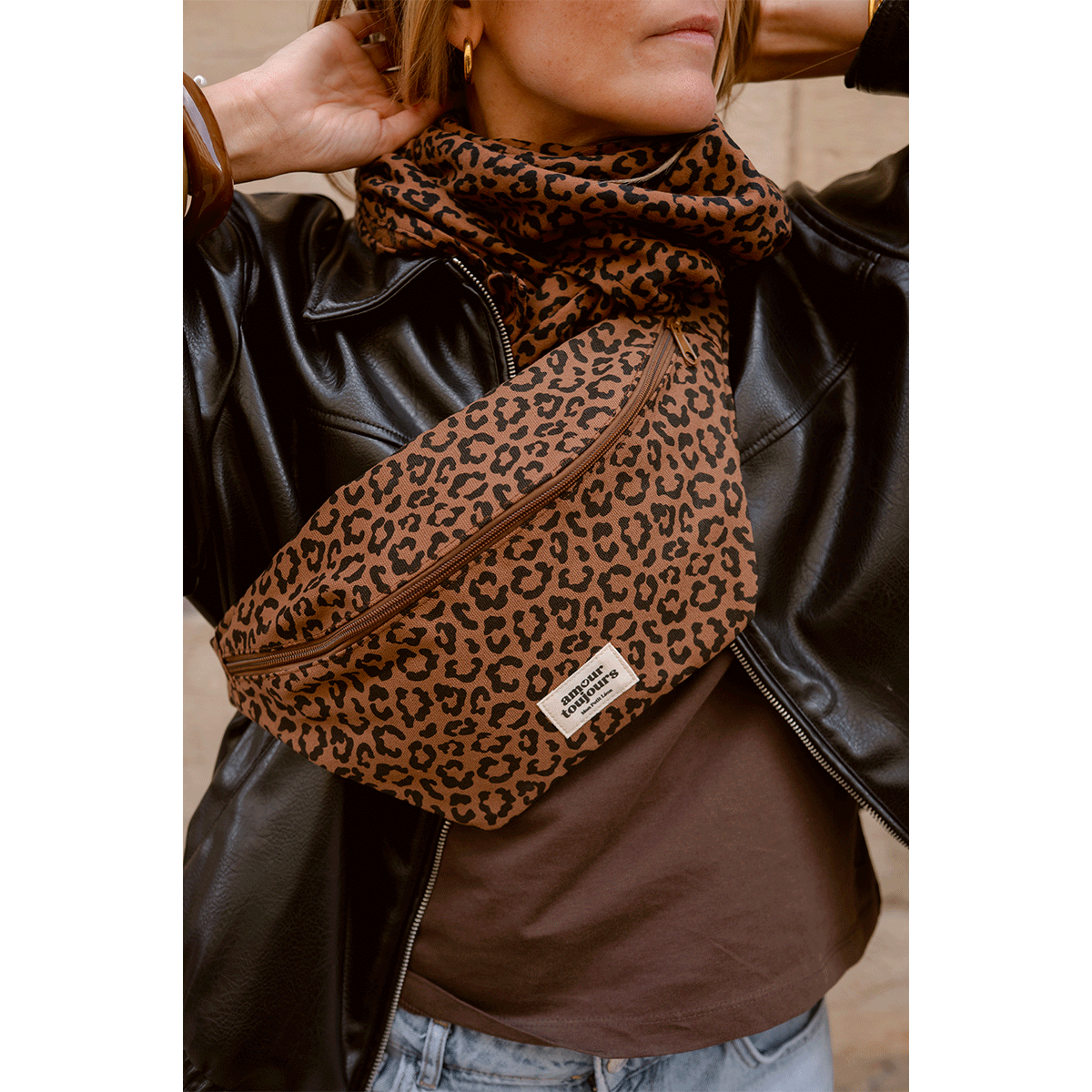 Sac Banane Léopard foncé Amour Toujours