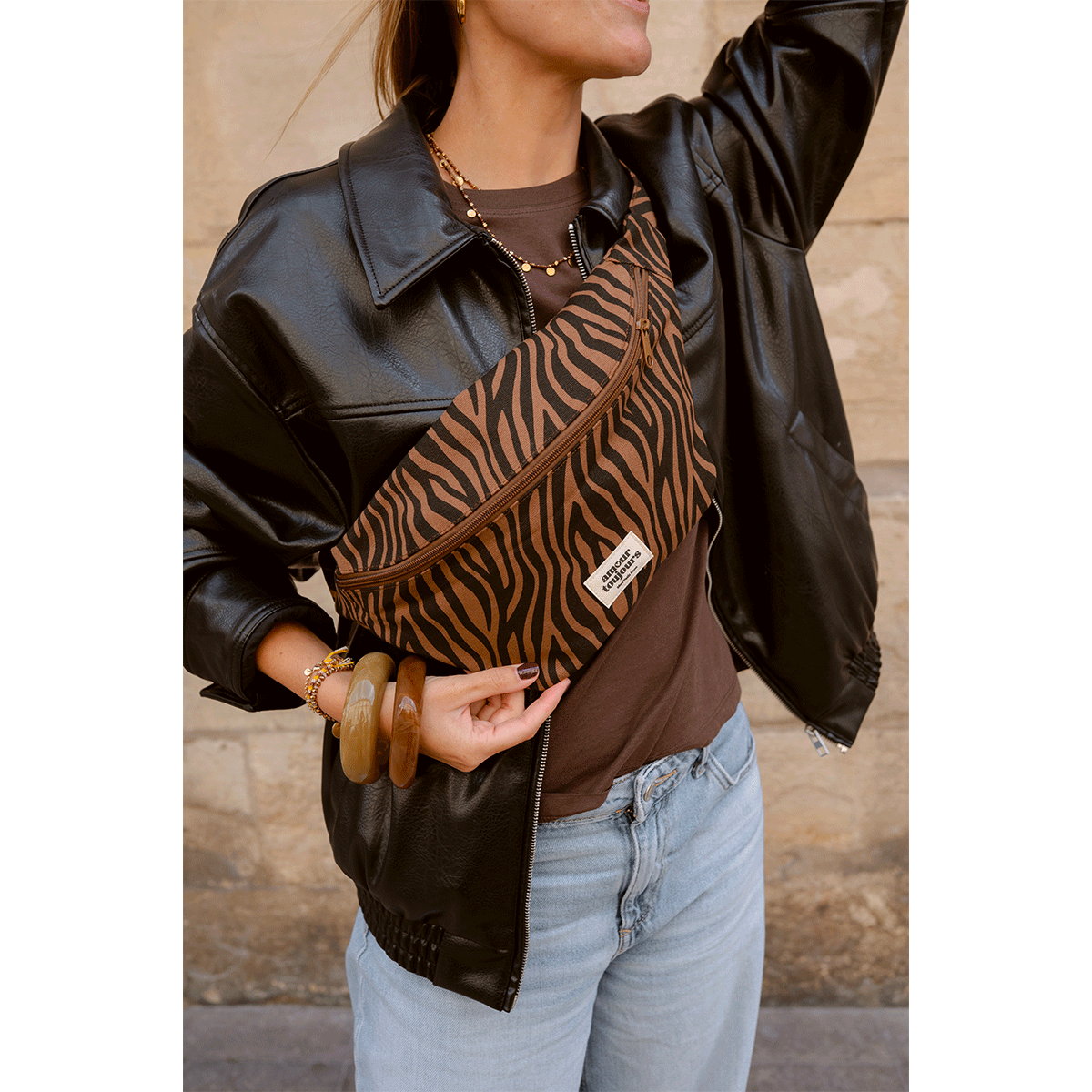 Sac Banane Zèbre foncé Amour Toujours