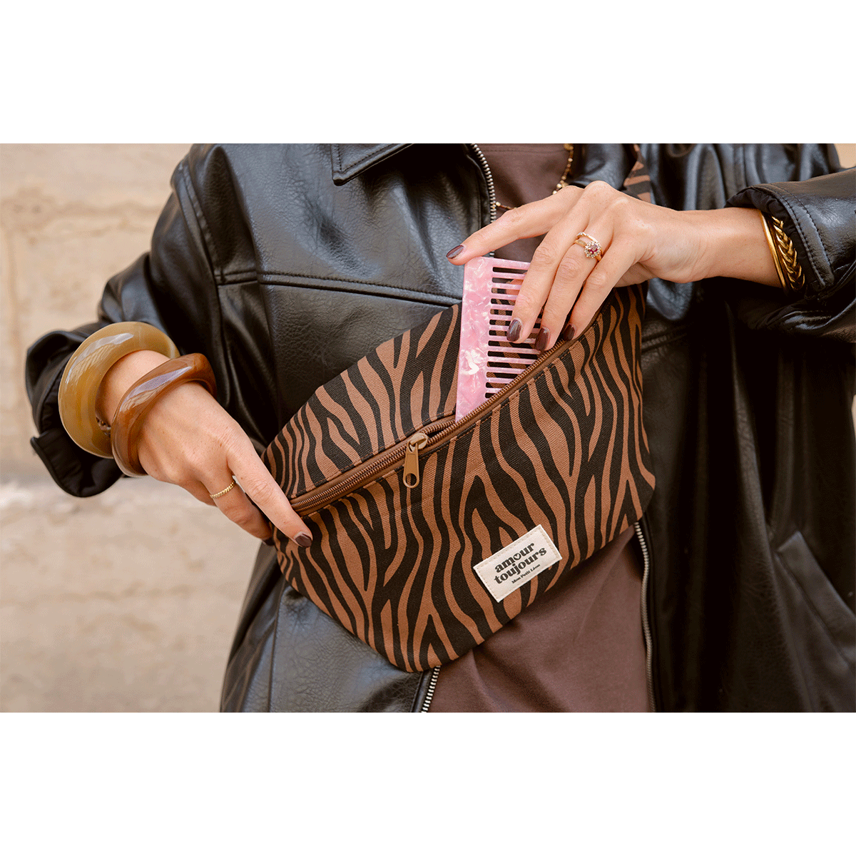 Sac Banane Zèbre foncé Amour Toujours