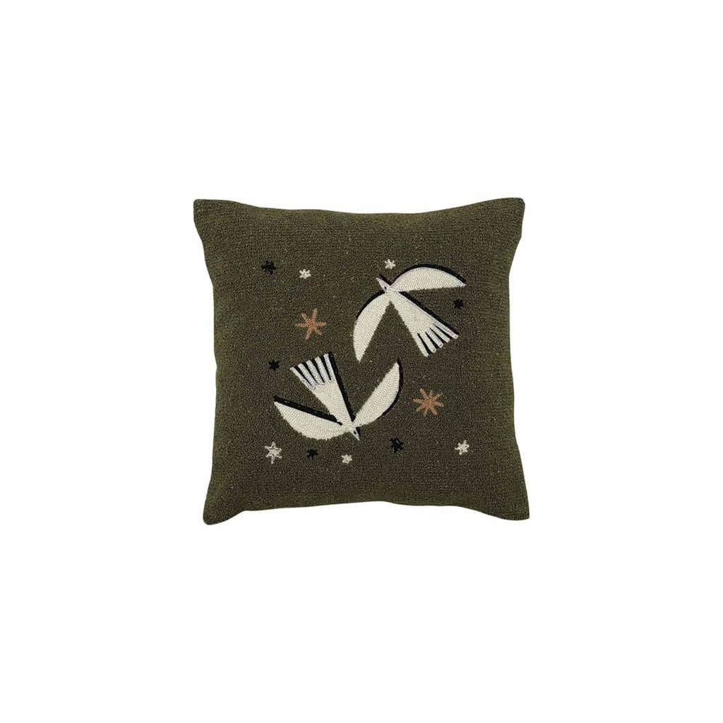Coussin carré 40x40cm - Oiseau Vert