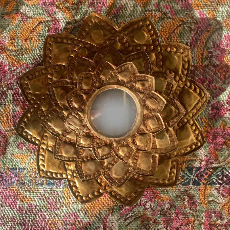 Miroir métal doré - Ibiza 13cm