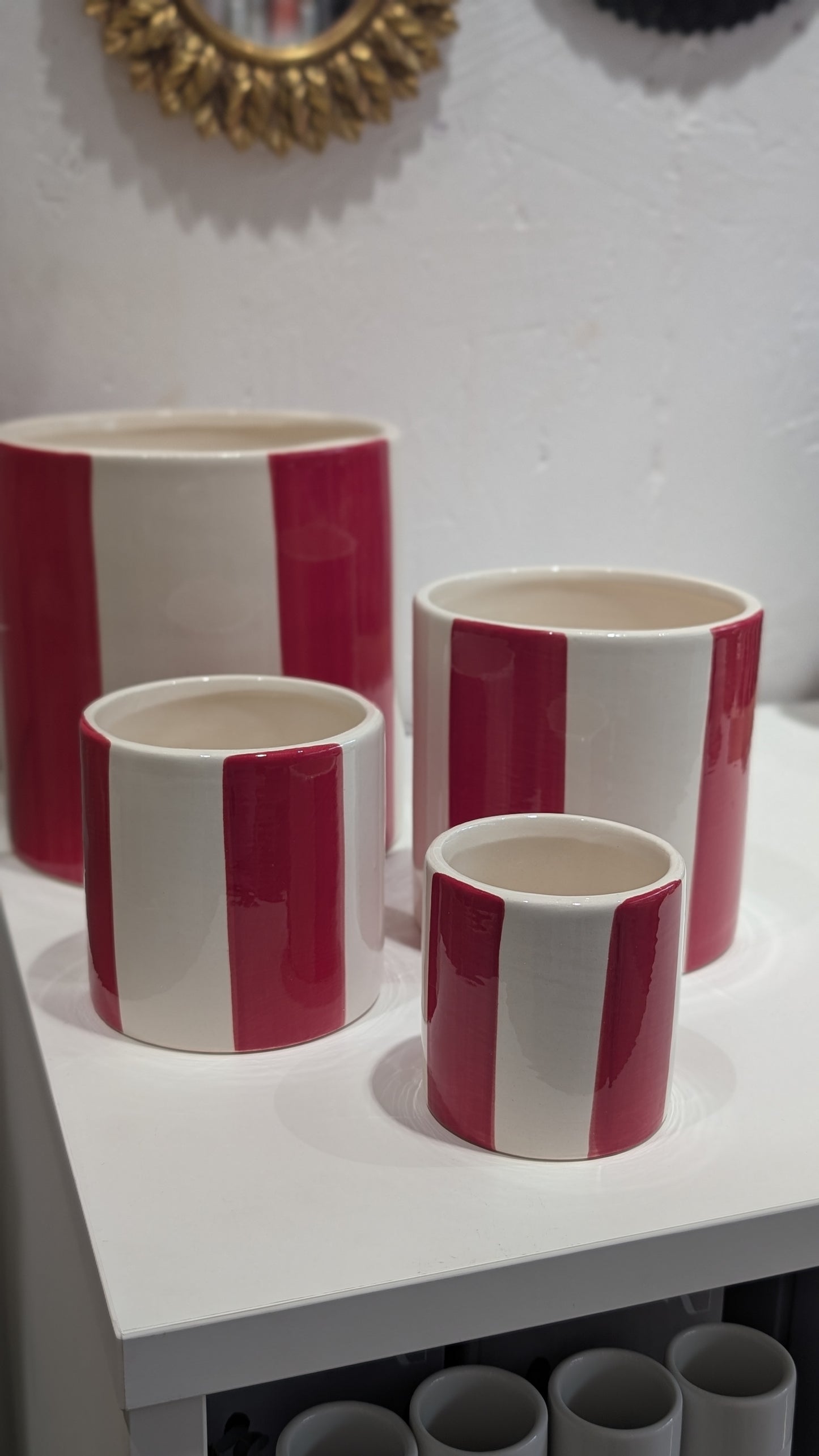 Pots à Rayures - Rouge & Blanc
