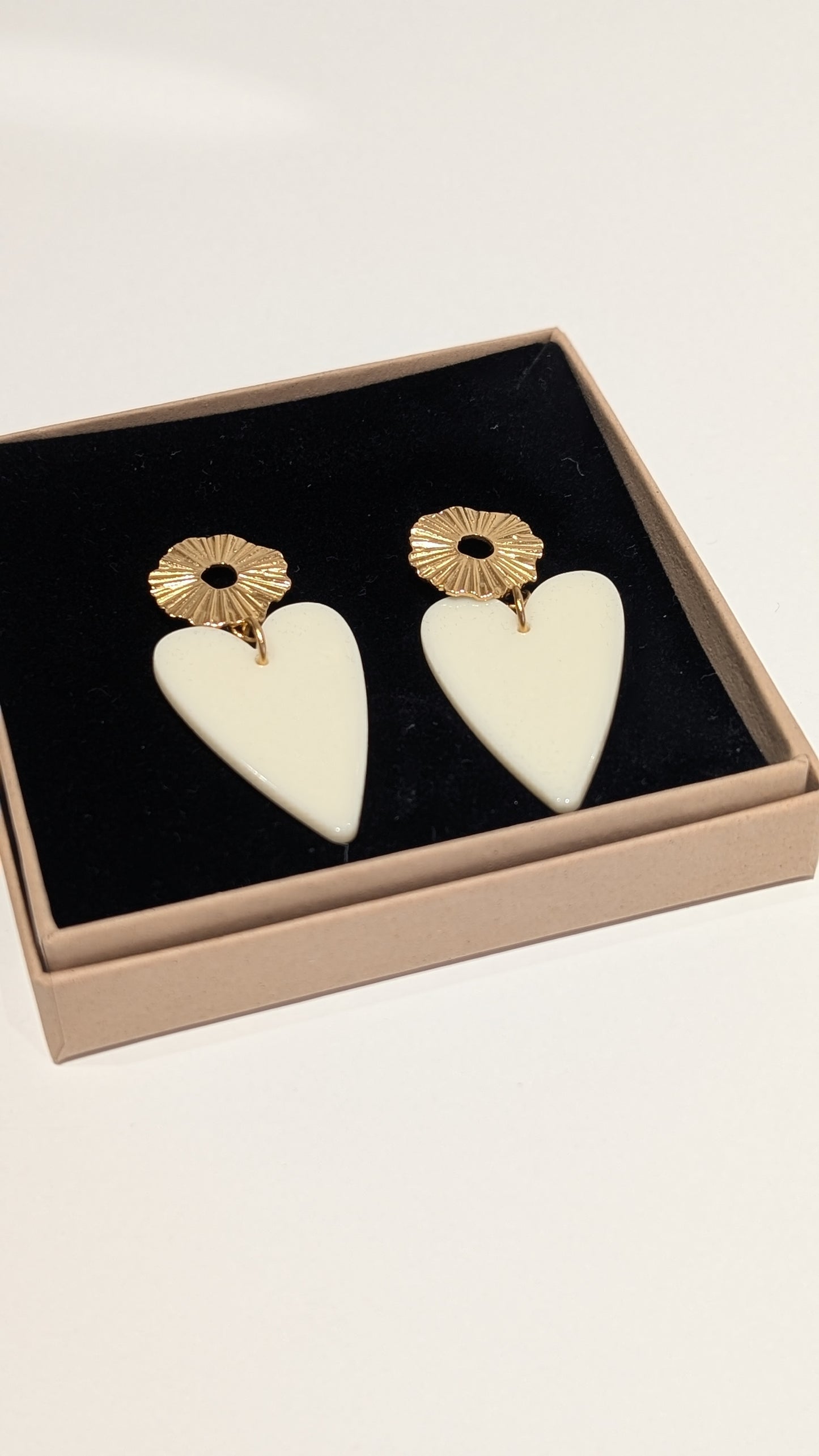 Boucles d'oreilles - Coeur Blanc
