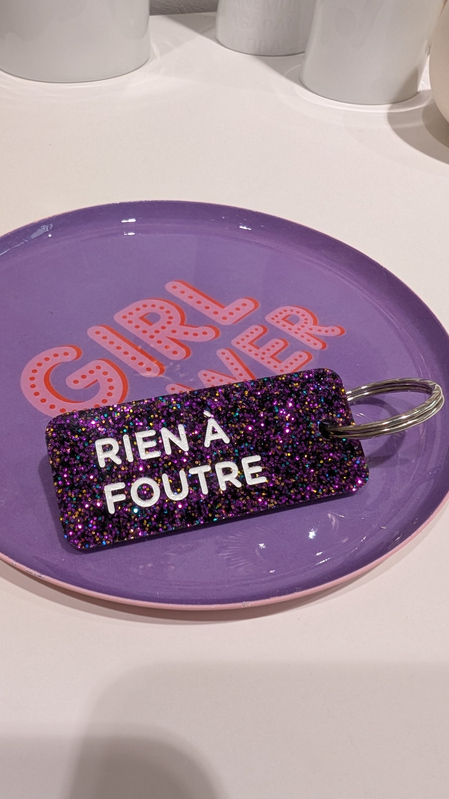 Porte-clés à Paillettes - Rien à Foutre