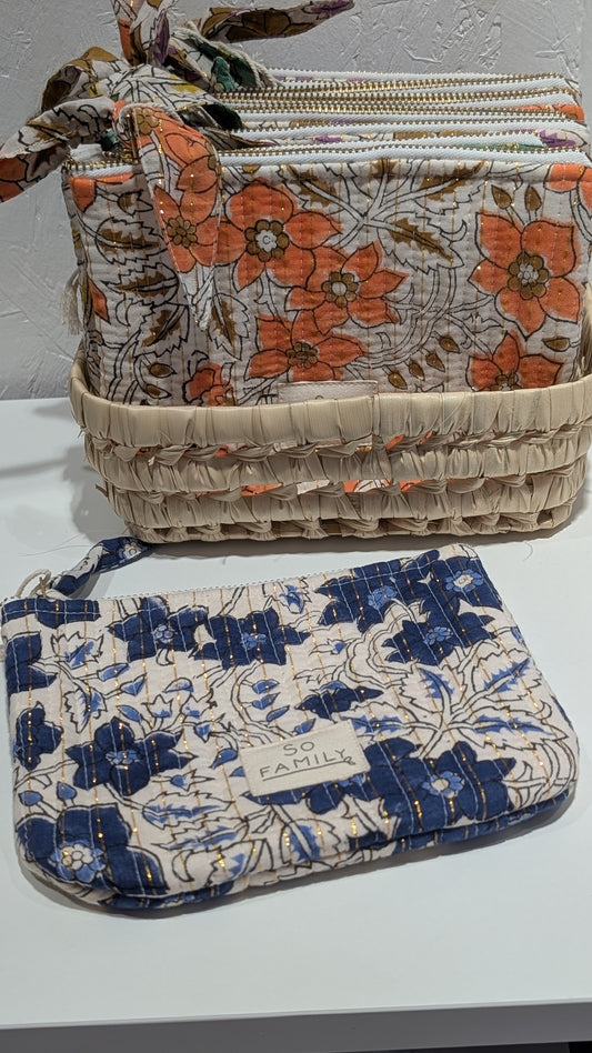 Pochette Matelassée - Bleu & Blanc