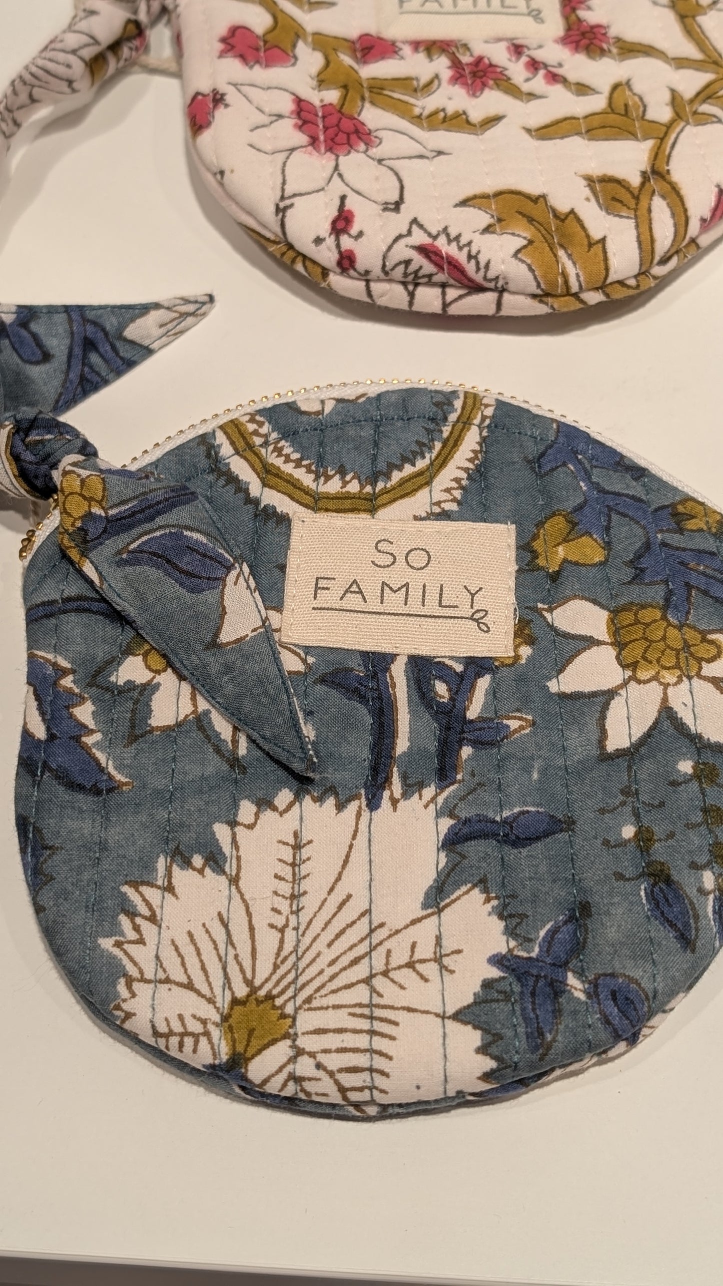 Porte-monnaie matelassé - Blanc & Rose