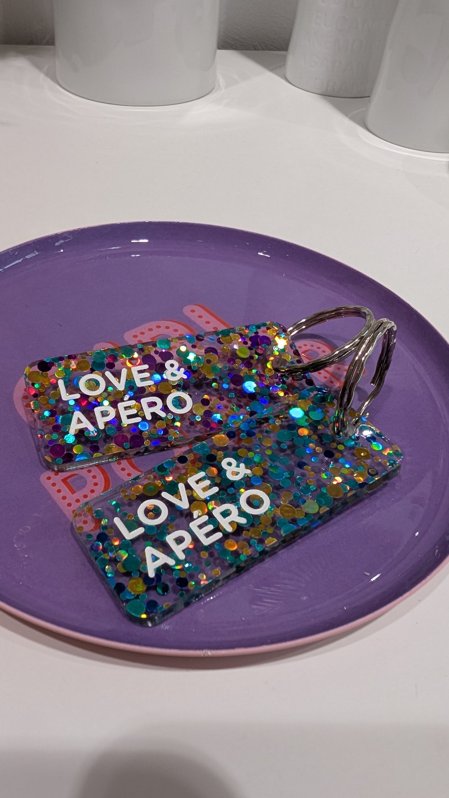 Porte-clés à Paillettes - Love Apéro