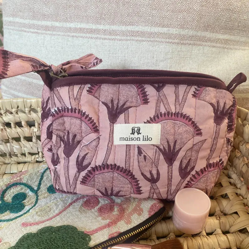 Trousse Matelassée Maquillage - Rose