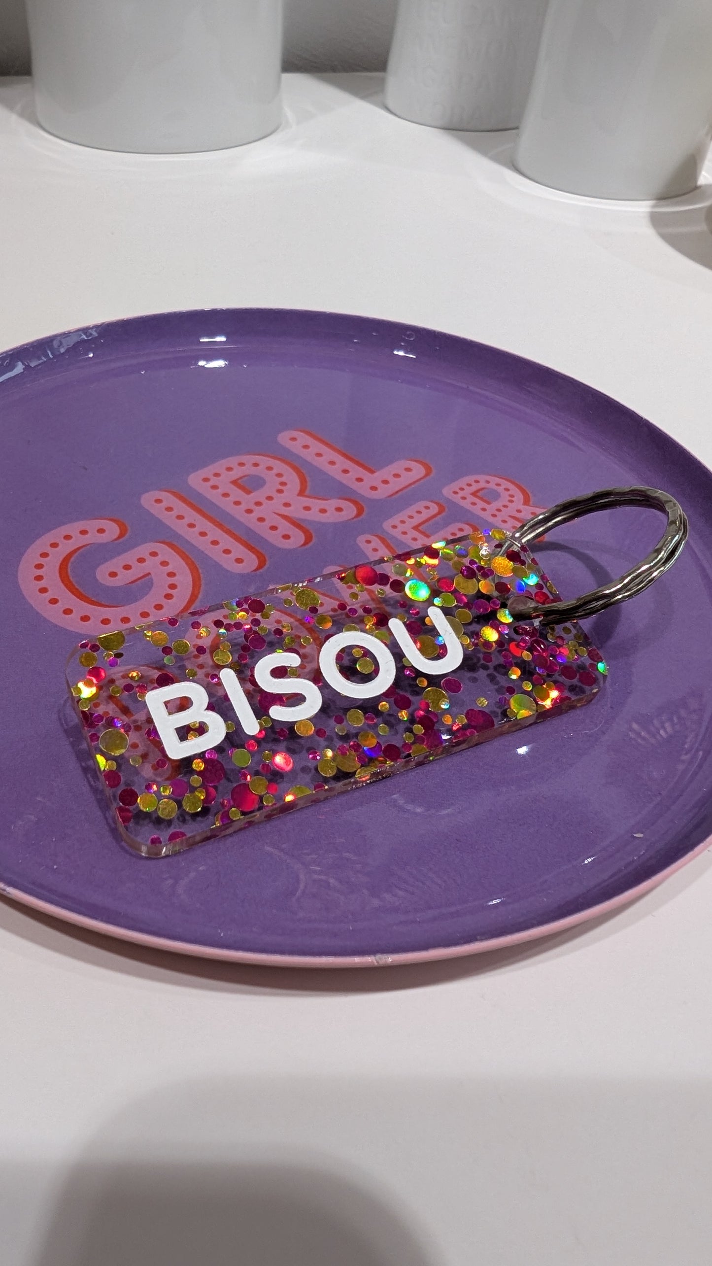 Porte-clés à Paillettes - Bisou