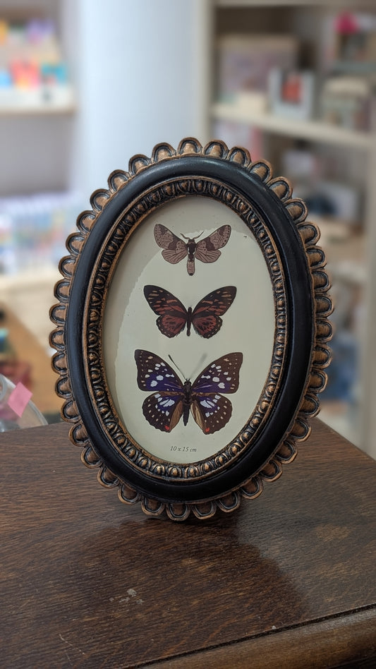 Cadre Orné - Fleur Noir/Doré Ovale