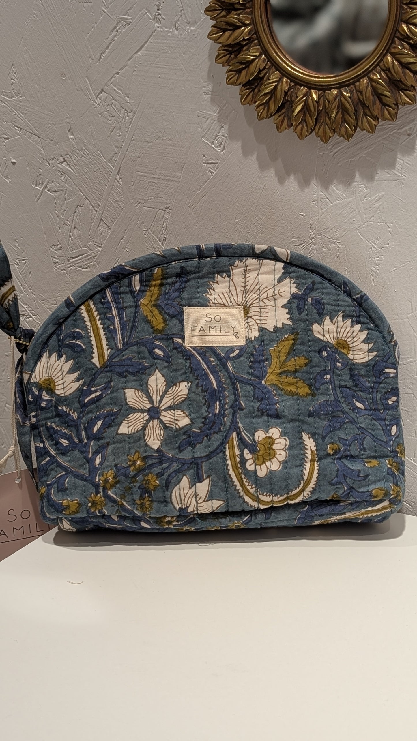 Trousse Matelassée Maquillage - Bleu