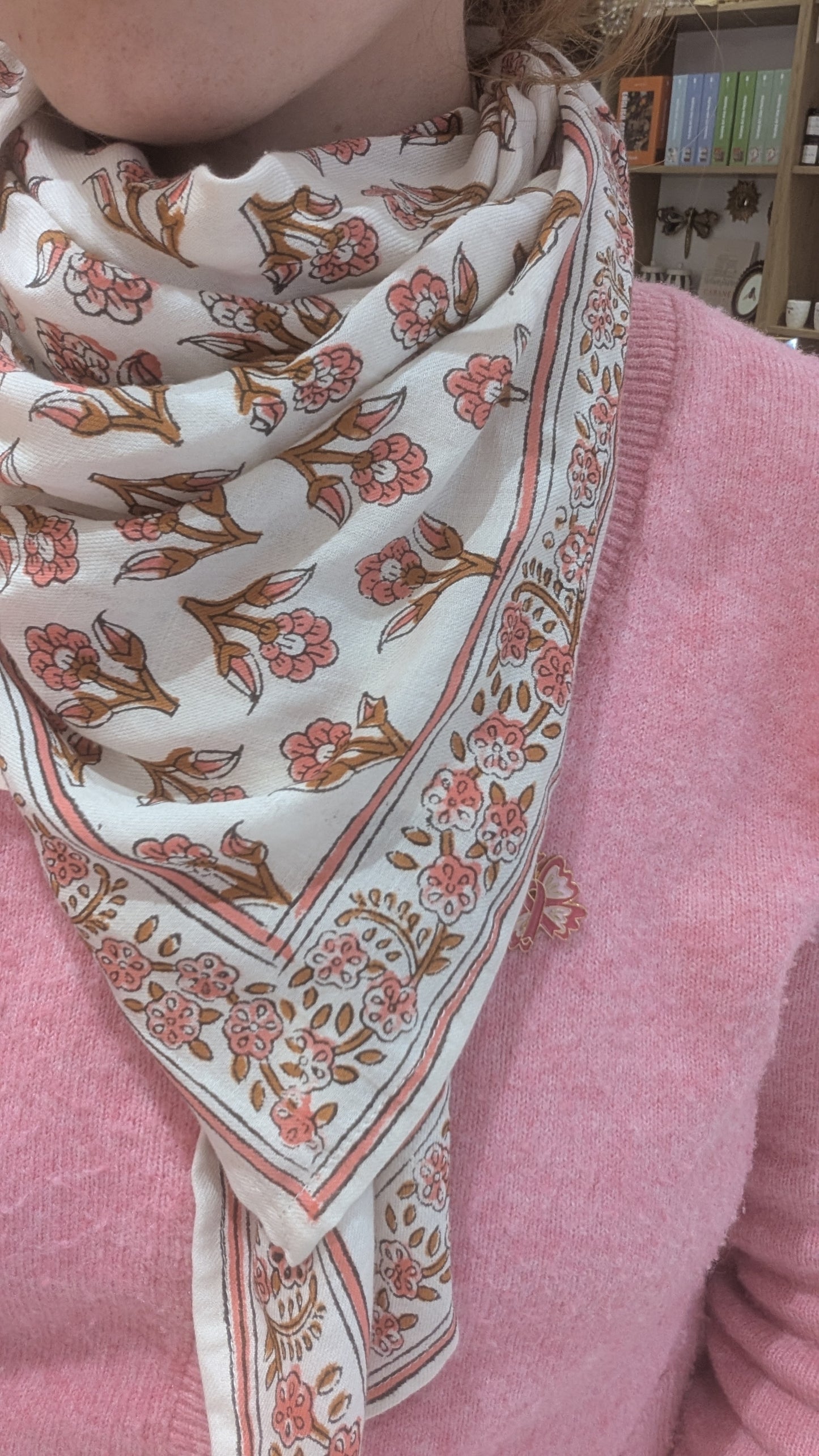Foulard - Petit format - Blanc & Rose