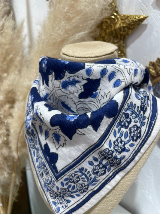 Foulard - Petit format - Blanc & Bleu