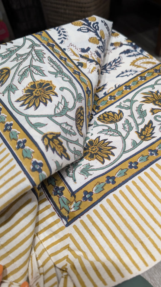 Nappe « sous le soleil » en coton imprimé blockprint